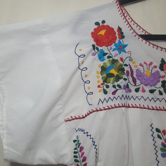 Handmade embroidered mexican-style midi dress M/L - Picture 12 of 12